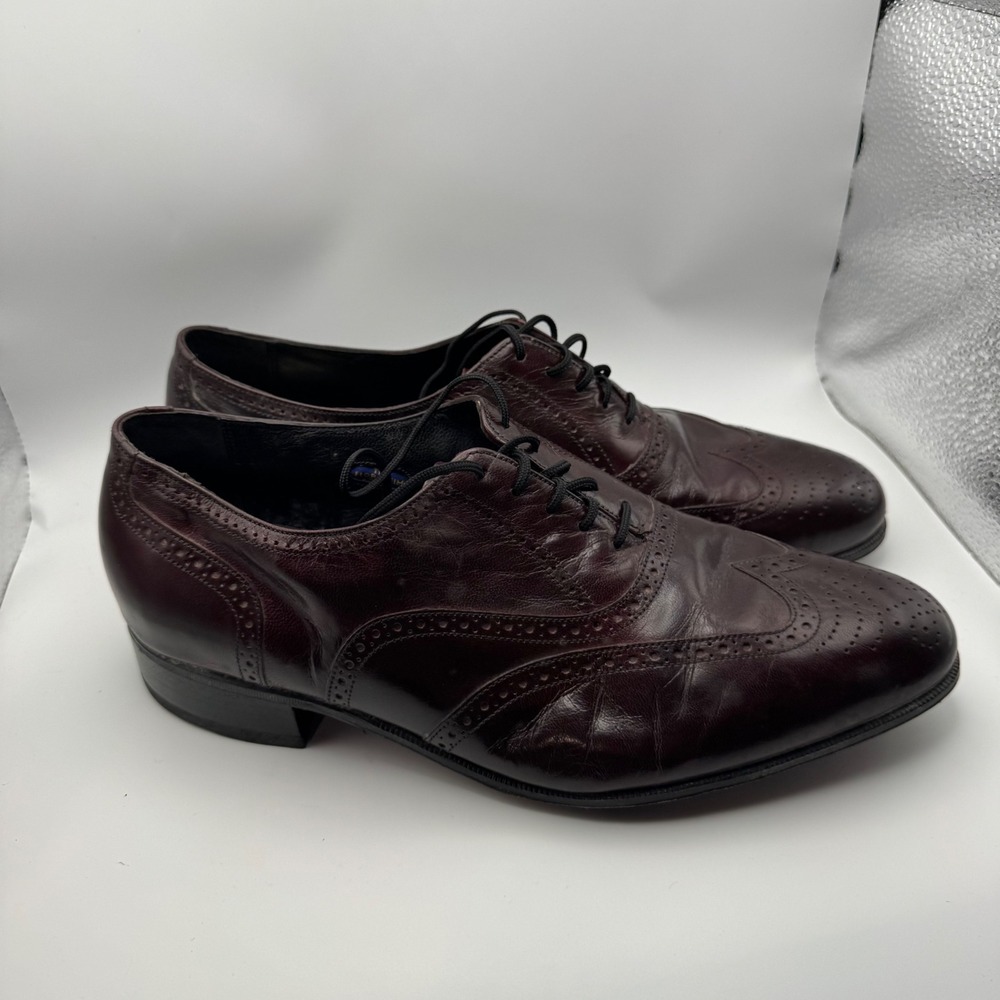 Florsheim Mens Burgundy Leather Wingtip Oxford Brogue Dress Shoes 9.5 33355
